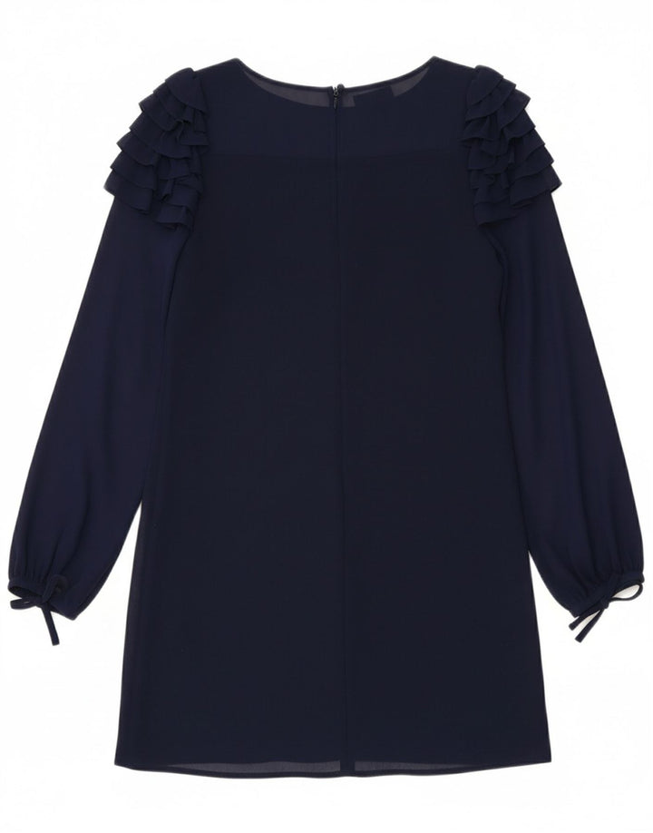 WAREHOUSE Womens Long Sleeve Shift Dress UK 12 Medium  Navy Blue Polyester