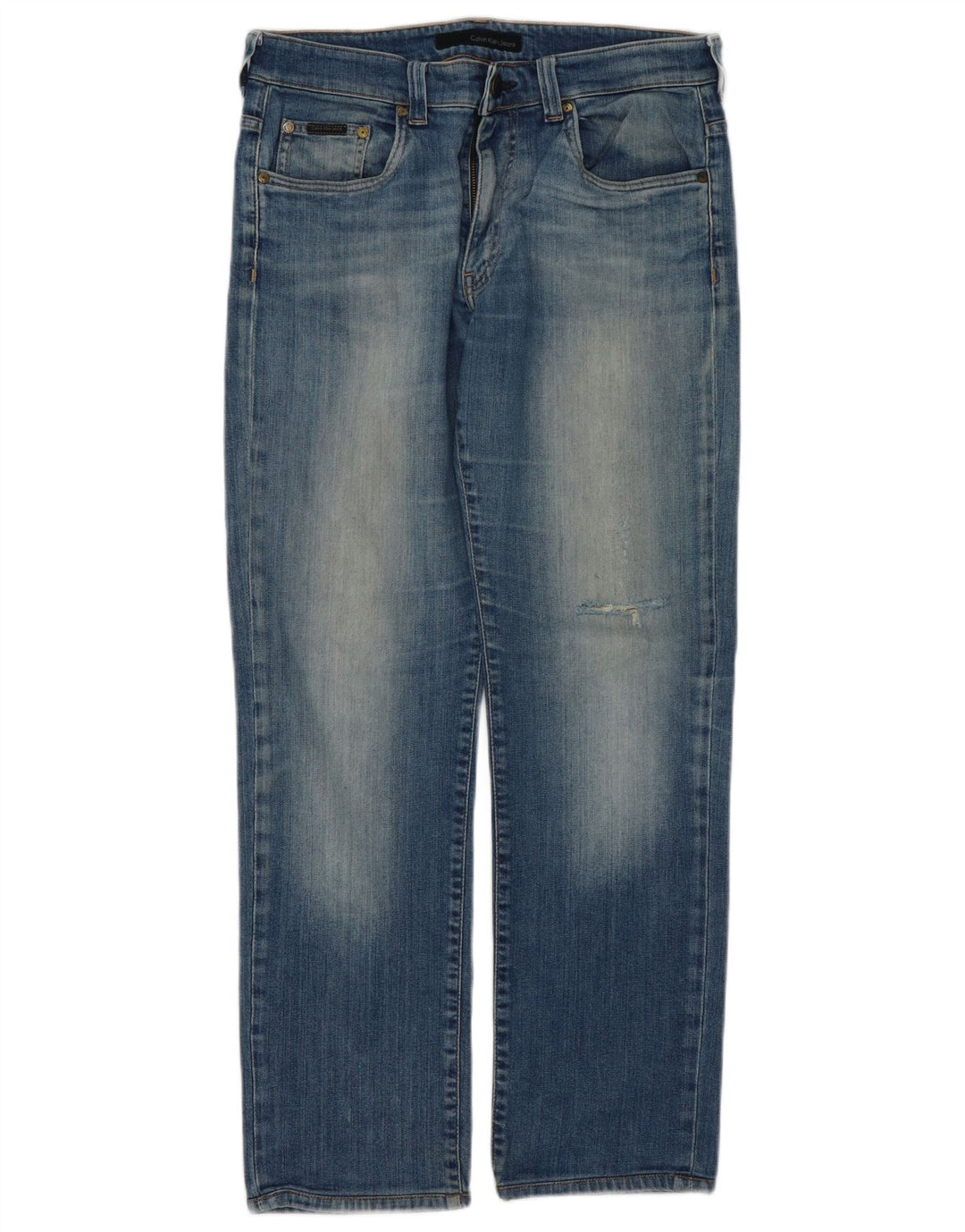 CALVIN KLEIN Vaqueros ajustados desgastados para hombre W34 L30 Azul