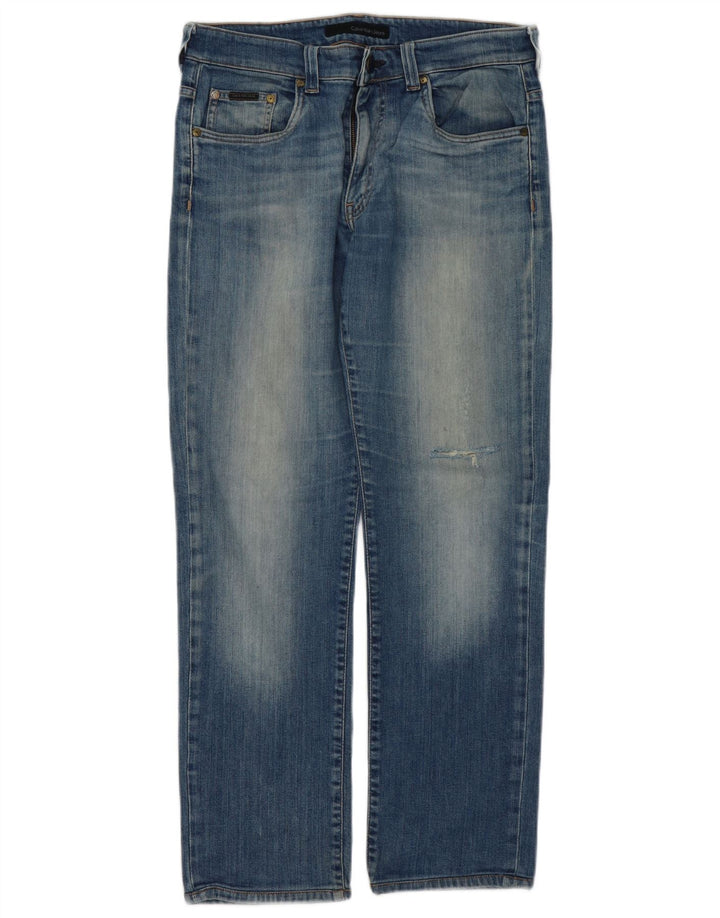 CALVIN KLEIN Vaqueros ajustados desgastados para hombre W34 L30 Azul