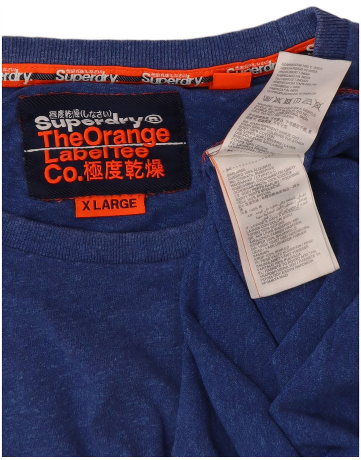 SUPERDRY Hombre Camiseta Top XL Algodón Moteado Azul