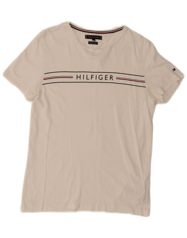 Tommy Hilfiger Camiseta gráfica para hombre Top Medium White Cotton