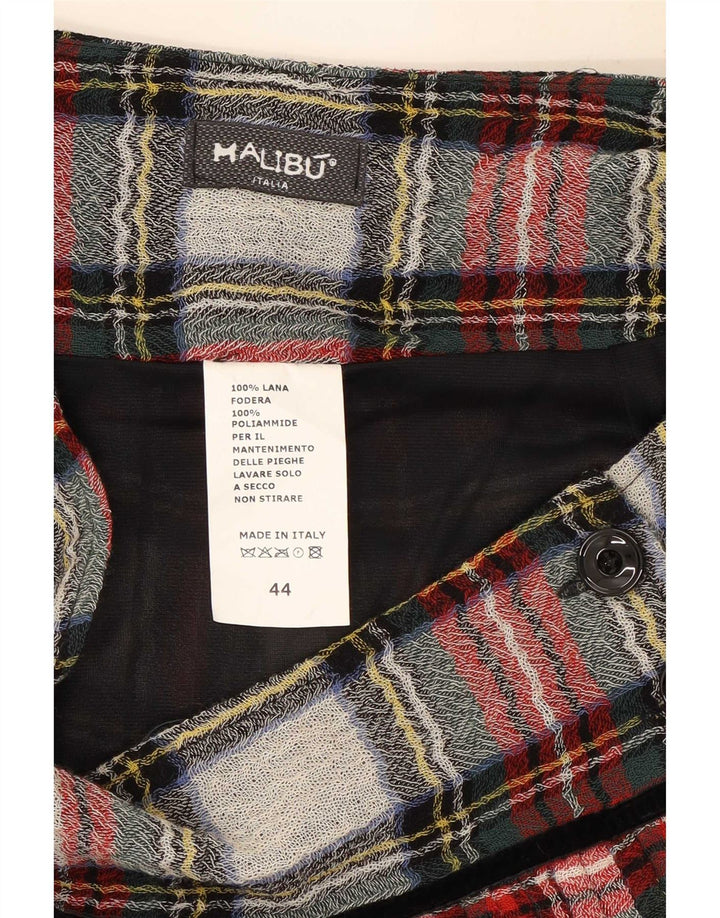Falda envolvente plisada vintage para mujer IT 44 Mediana W30 Cuadro multicolor