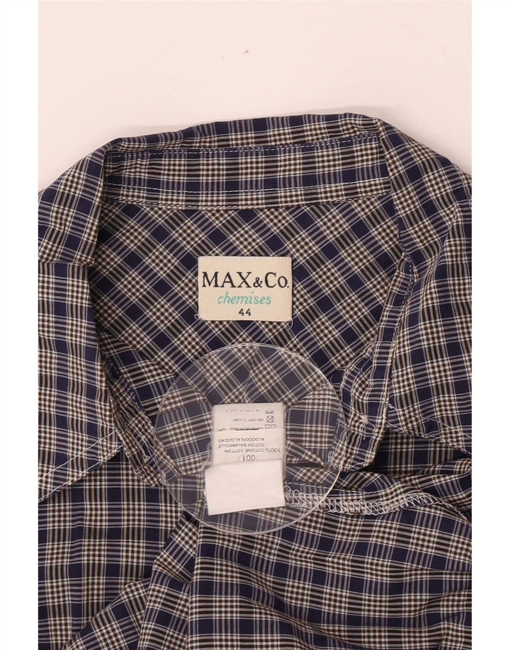 Max & Co. Camisa para mujer UK 44 Mediana Azul marino Cuadros Algodón