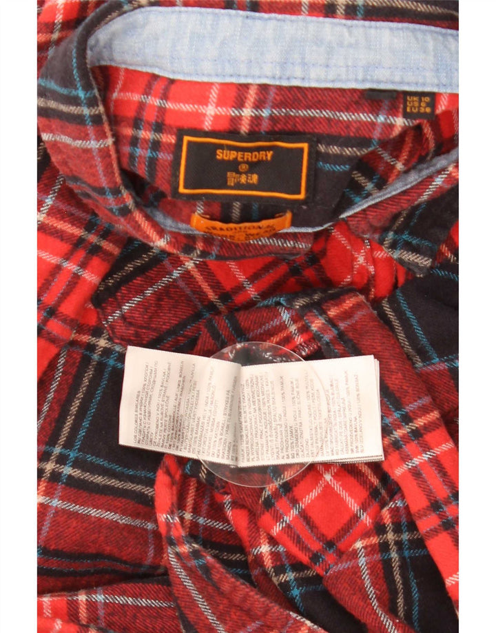 Superdry Camisa De Franela Mujer UK 40 Small Red Check Cotton