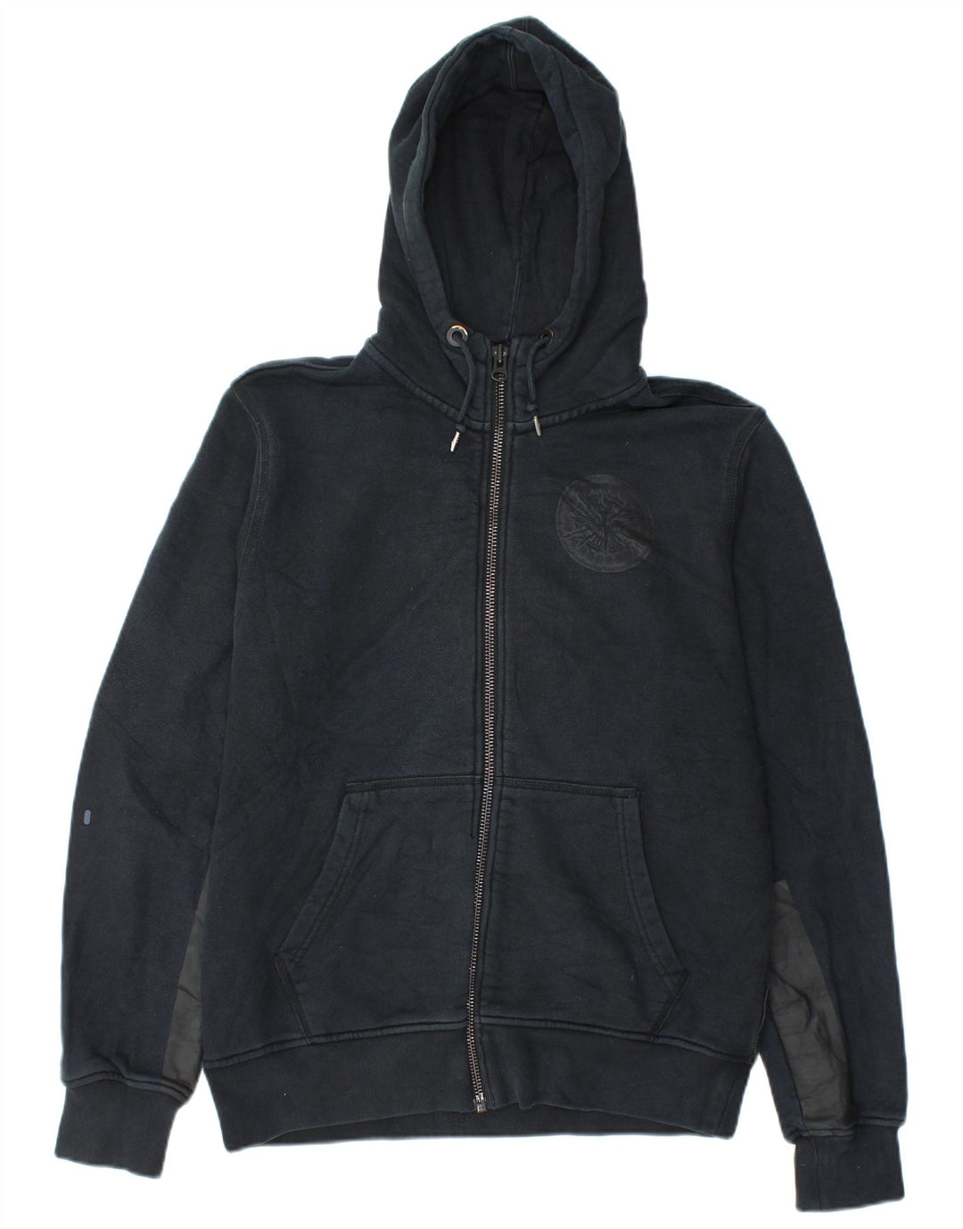 Nike Hombre Sudadera con capucha y cremallera gráfica de algodón color block en azul marino mediano