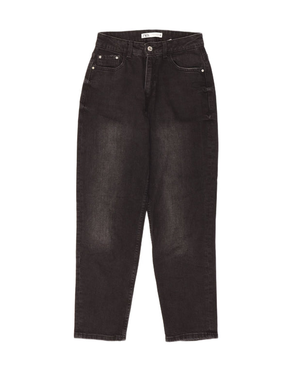 Zara Jeans Cónicos De Cintura Alta Para Mujer EU 36 XS W26 L28 Algodón Negro