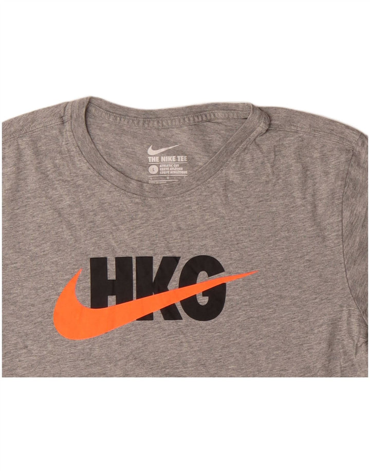 NIKE Camiseta con gráfico de corte atlético para mujer UK 40 Grande Algodón gris