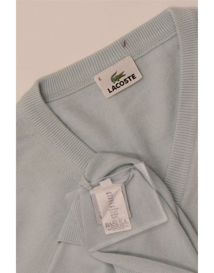 Lacoste Jersey con cuello en V para hombre Talla 6 XL Lana azul
