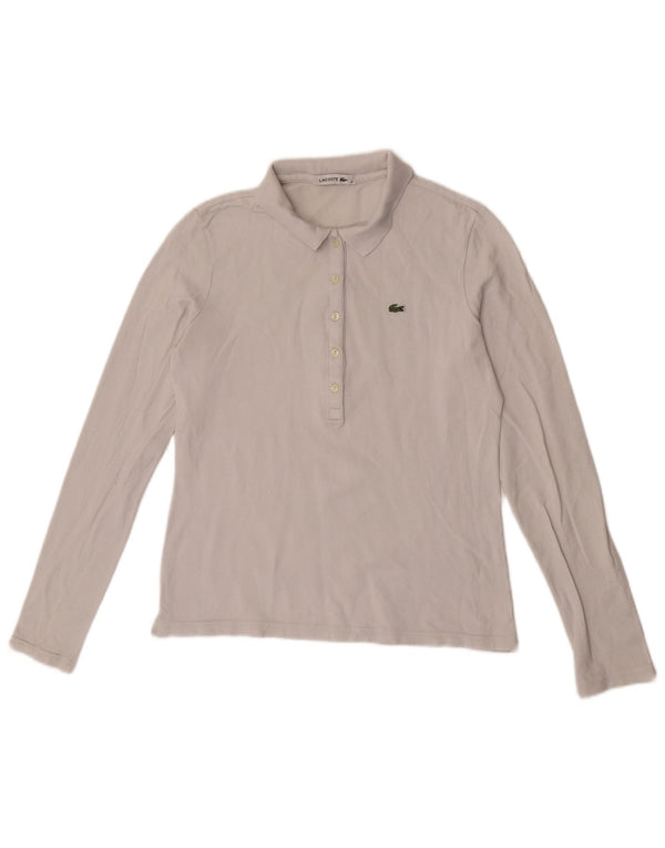 Polo Lacoste de manga larga para mujer talla 40 algodón blanco mediano