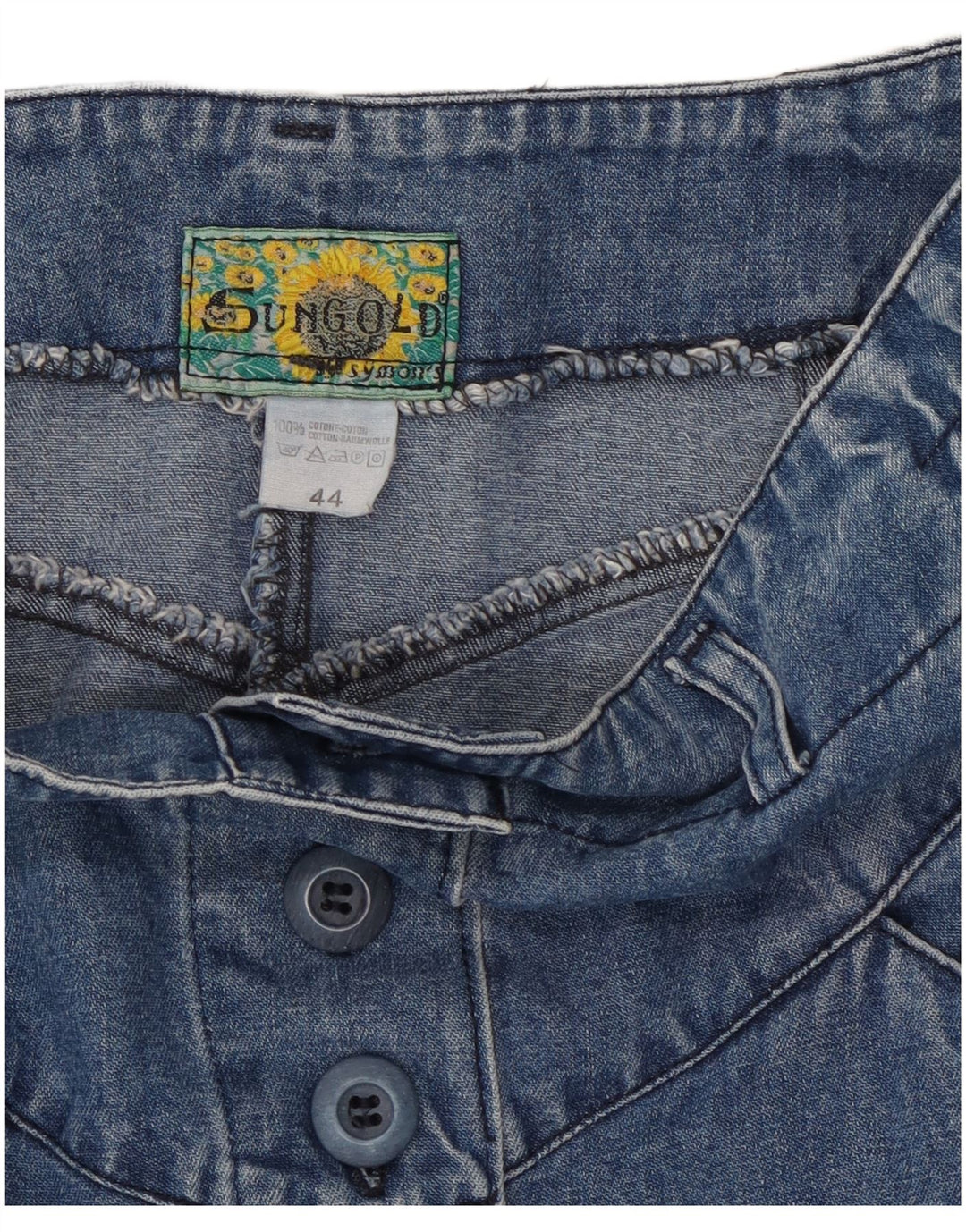Falda vaquera vintage para mujer IT 44 Mediana W28 Algodón azul