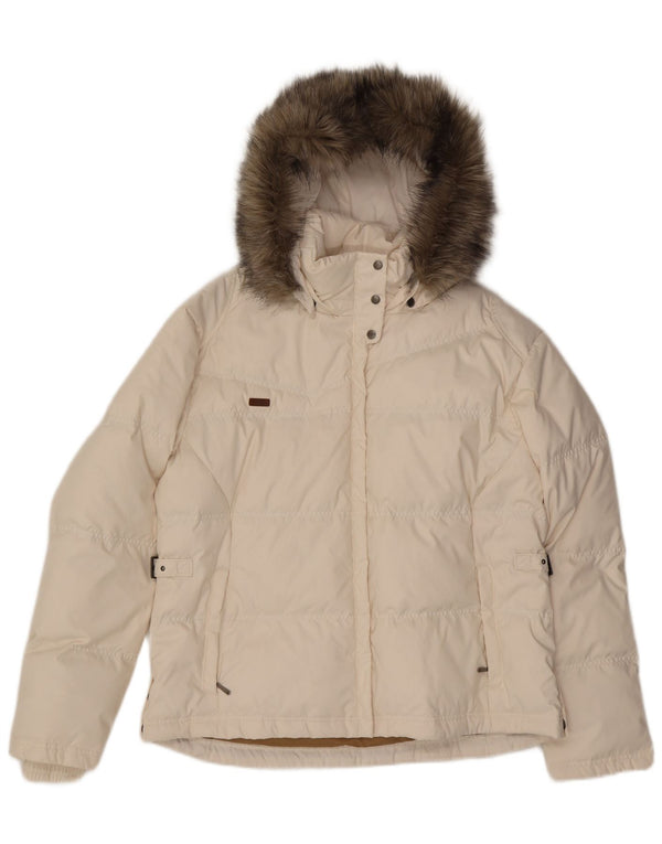 COLUMBIA Chaqueta acolchada con capucha para mujer ES 40 XL Poliéster blanco