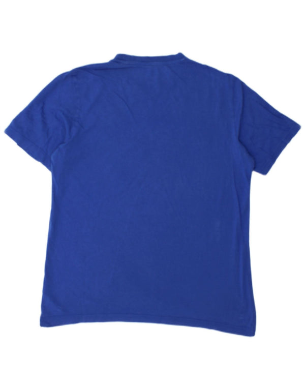 Adidas Hombre Camiseta Gráfica Top Algodón Azul Medio