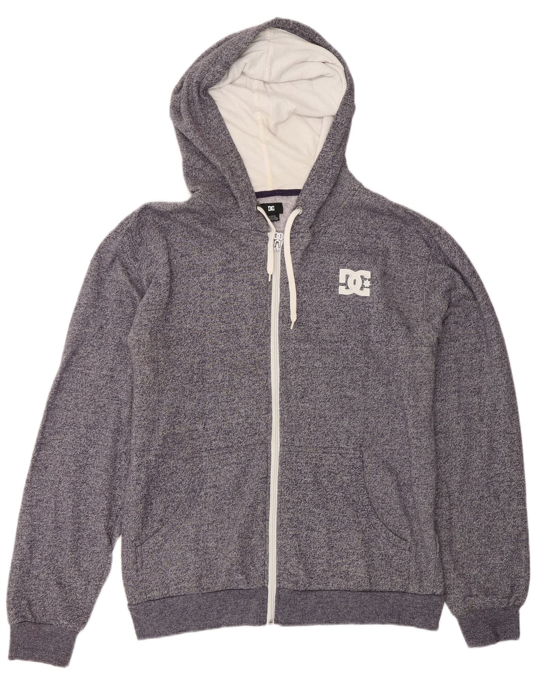 DC - Sudadera con capucha y cremallera para hombre, algodón moteado en gris medio