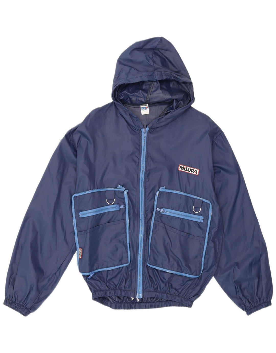 Misura Chaqueta impermeable con capucha para hombre UK 38 Medium Azul marino Poliamida