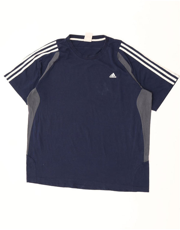 Adidas Hombre Camiseta Top XL Azul Marino Colorblock