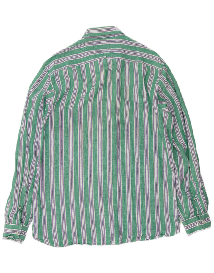 Camisa Tommy Hilfiger Hombre Grande Lino Rayas Verde