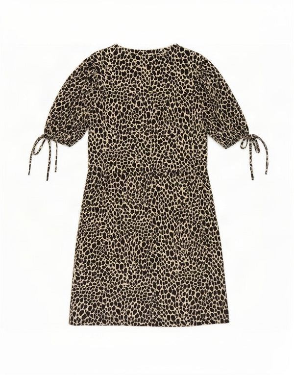Topshop Vestido recto para mujer UK 10 Small Negro Animal Print Algodón