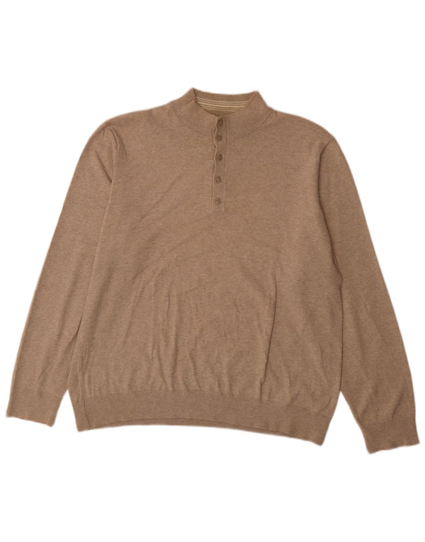 Marks & Spencer Suéter Azul Harbor con Cuello y Botones para Hombre XL Beige