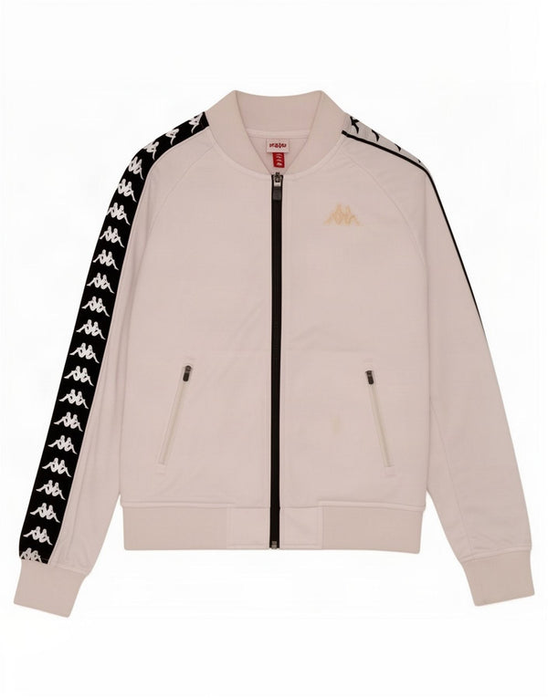 Kappa Mujer Gráfico Chándal Top Chaqueta UK 10 Small Blanco Colorblock