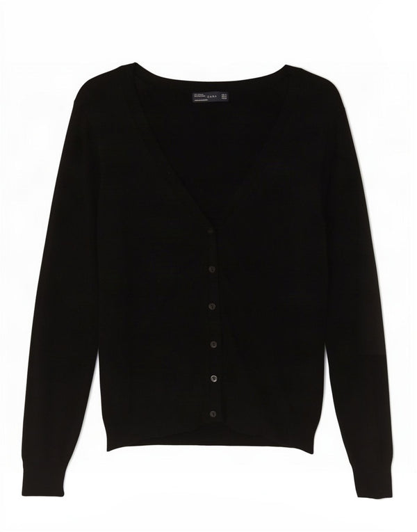 Zara - Cárdigan para mujer, talla 42, viscosa negra mediana