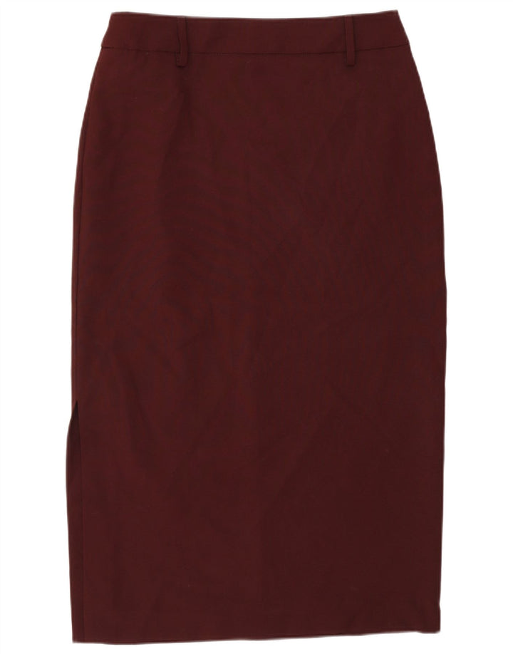 Falda Midi Benetton Mujer IT 44 Medium W28 Poliéster Burdeos