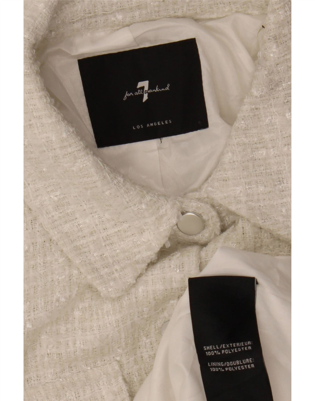 7 FOR ALL MANKIND Chaqueta bomber para mujer UK 42 Mediana Poliéster blanco