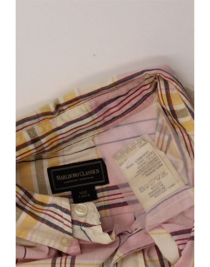 Camisa Marlboro Classics Hombre Grande Algodón Cuadros Multicolores
