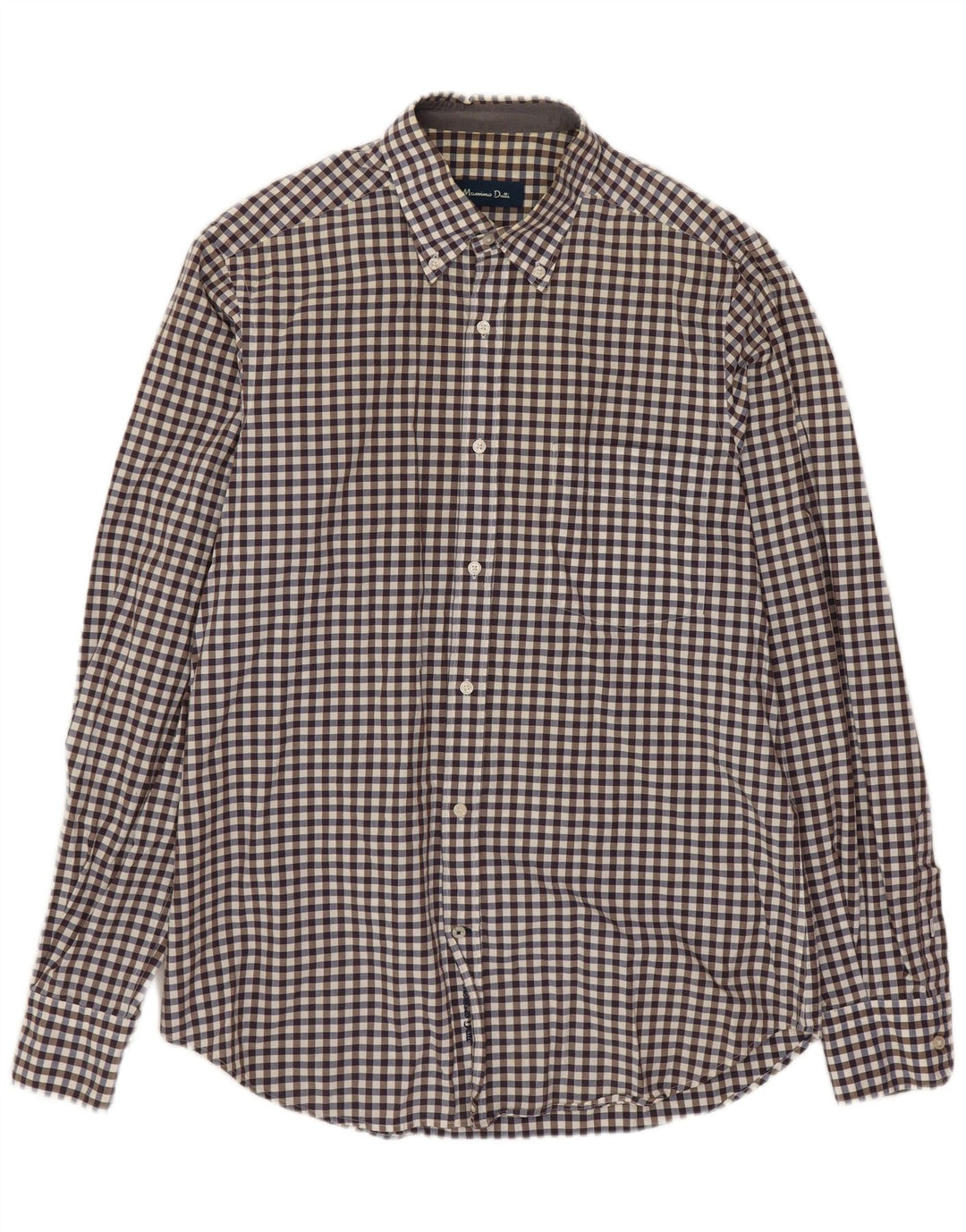 Camisa Massimo Dutti Hombre Vichy Marrón Medio