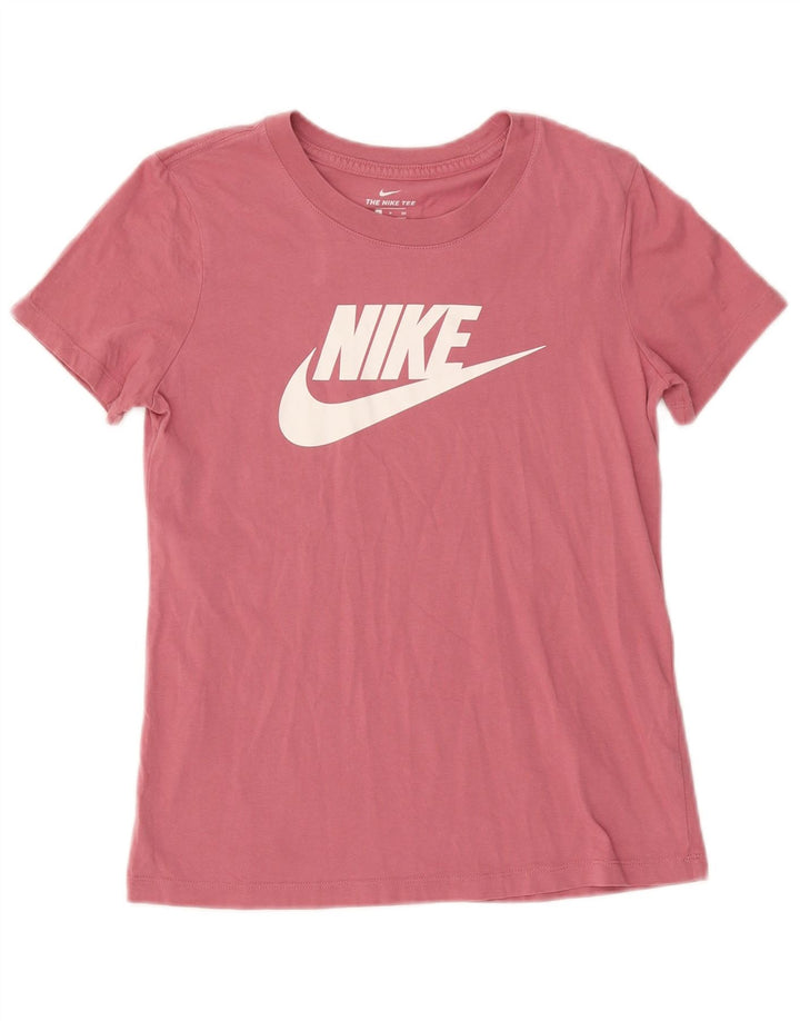 NIKE Camiseta gráfica para mujer Top UK 10 Small Pink Cotton