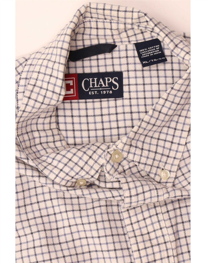 Chaps Camisa Hombre XL Blanco Cuadros Algodón