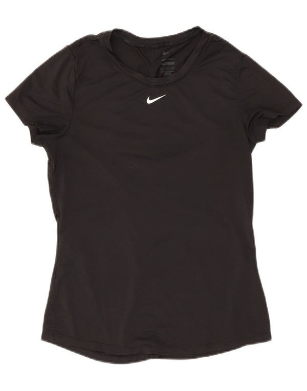 NIKE Camiseta Dri Fit Slim Fit para Mujer UK 10 Small Poliéster Negro