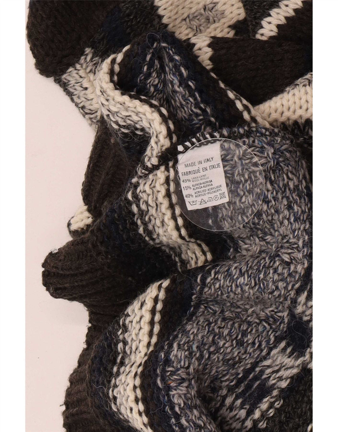 Vintage hombres tortuga cuello jumper suéter medio multicolor lana geométrica