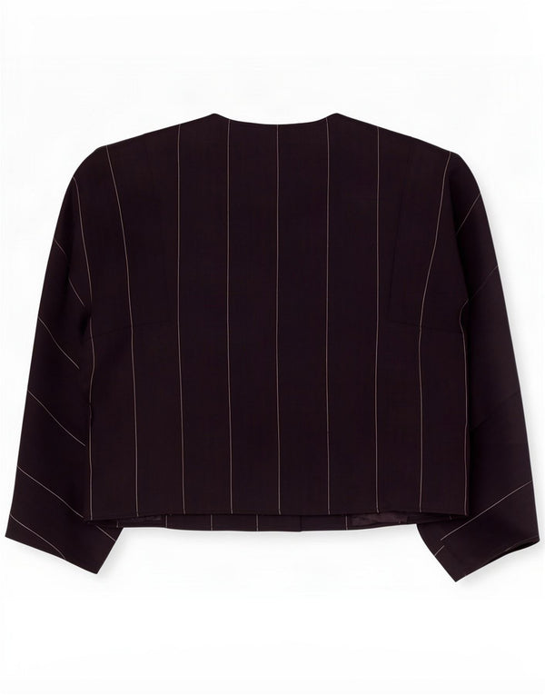 Chaqueta blazer vintage de manga 3/4 para mujer IT 44 Rayas azul marino medianas