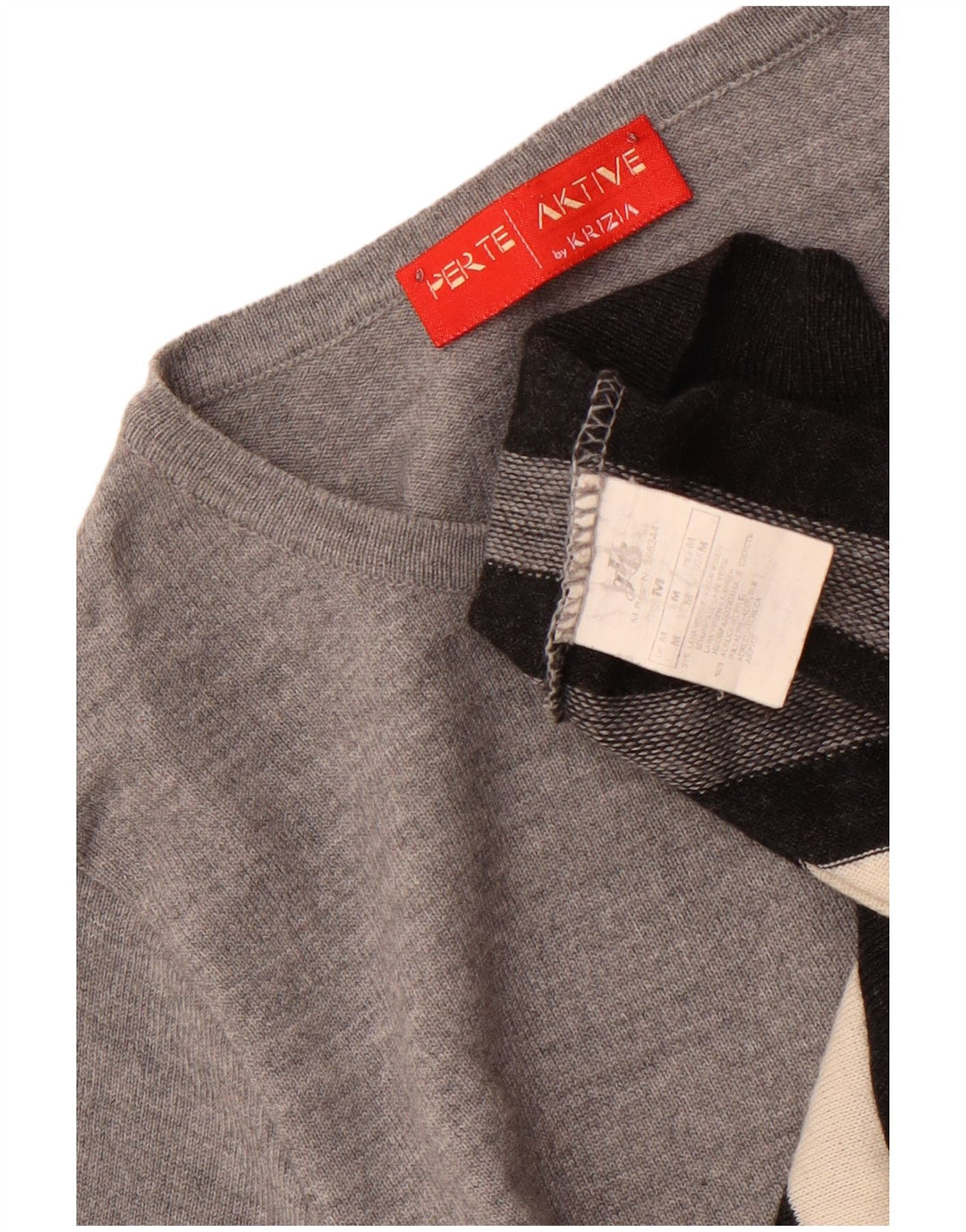 Perte by Krizia Suéter tipo jersey para mujer con cuello barco UK 44 Gris medio a rayas