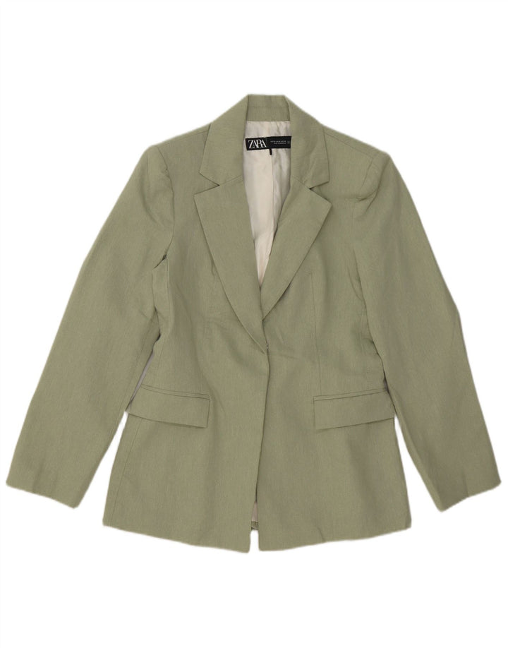 Zara Mujer Chaqueta Americana Abierta UK 6 XS Verde