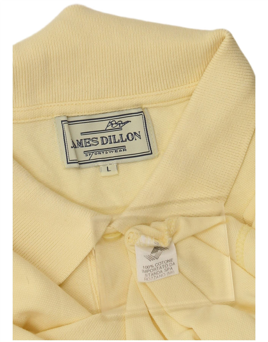 James Dillon Polo para hombre de algodón amarillo grande