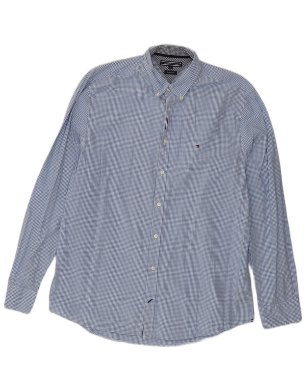 Tommy Hilfiger Camisa de corte regular para hombre XL Algodón a cuadros azul