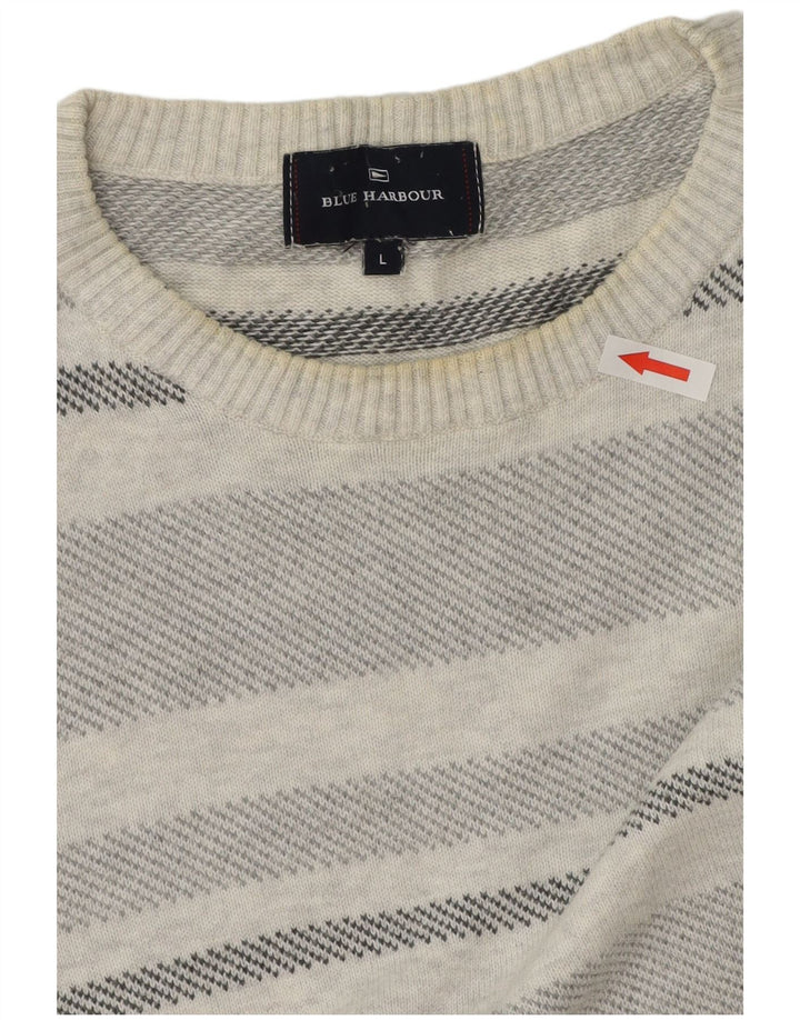 Marks & Spencer Jersey de cuello redondo azul Harbor para hombre, talla grande, gris