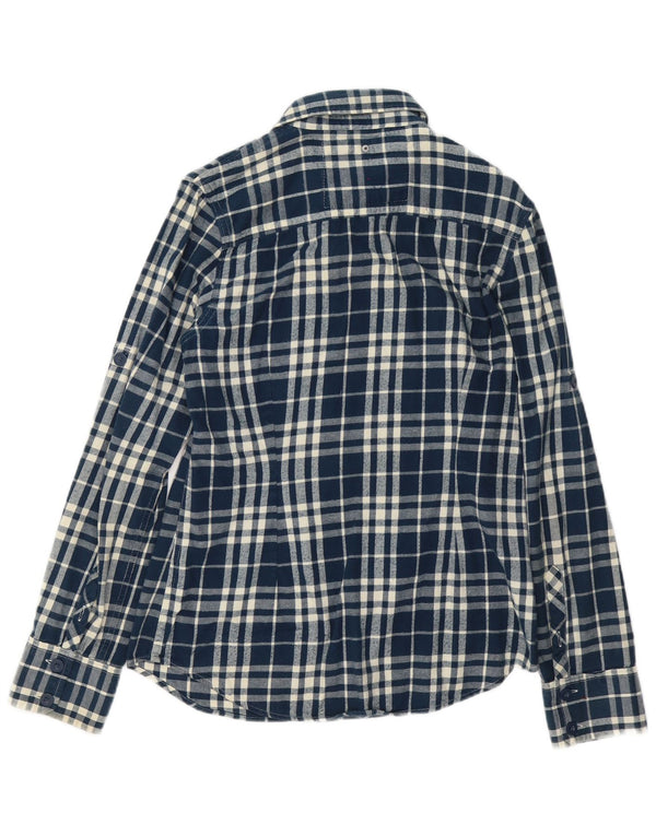 Superdry Camisa de franela para mujer UK 44 Large Azul marino Cuadros Algodón