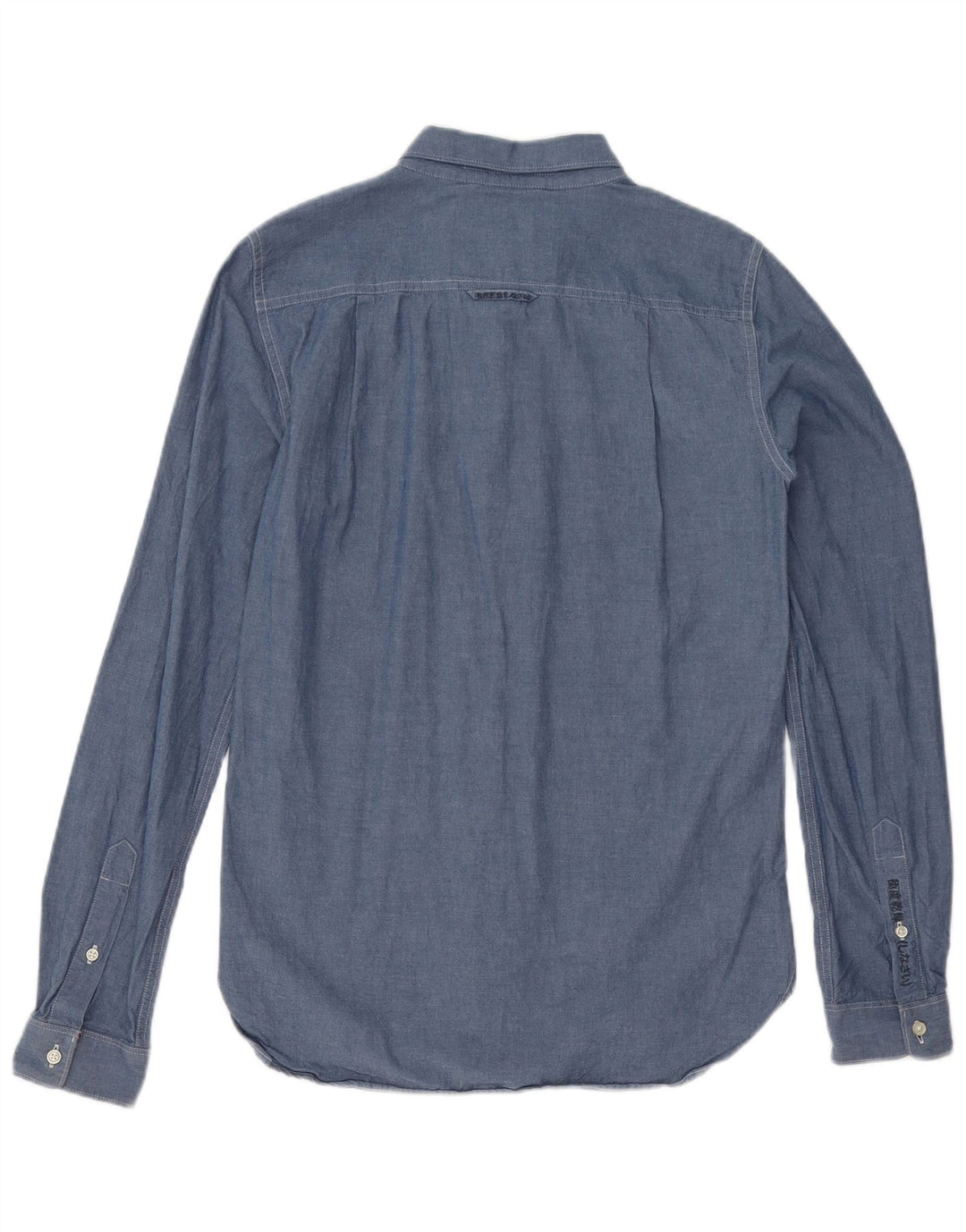 Camisa Superdry Hombre Small Azul Algodón