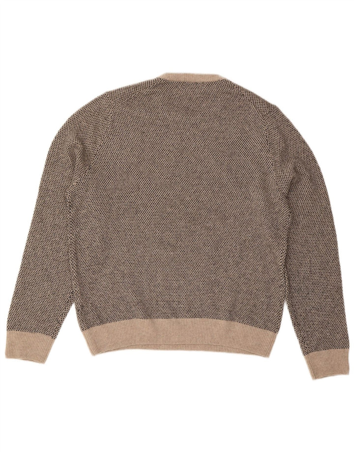 Marks & Spencer Jersey de cuello redondo para hombre, talla grande, de lana manchada en color beige