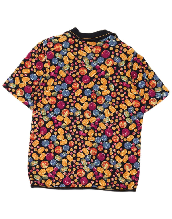Vintage mujer camisa de manga corta blusa Reino Unido 14 medio multicolor manchado