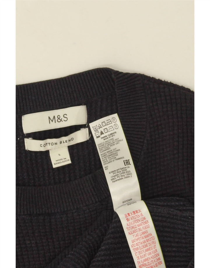 Marks & Spencer - Jersey de cuello redondo para hombre, talla grande, poliéster, color azul marino