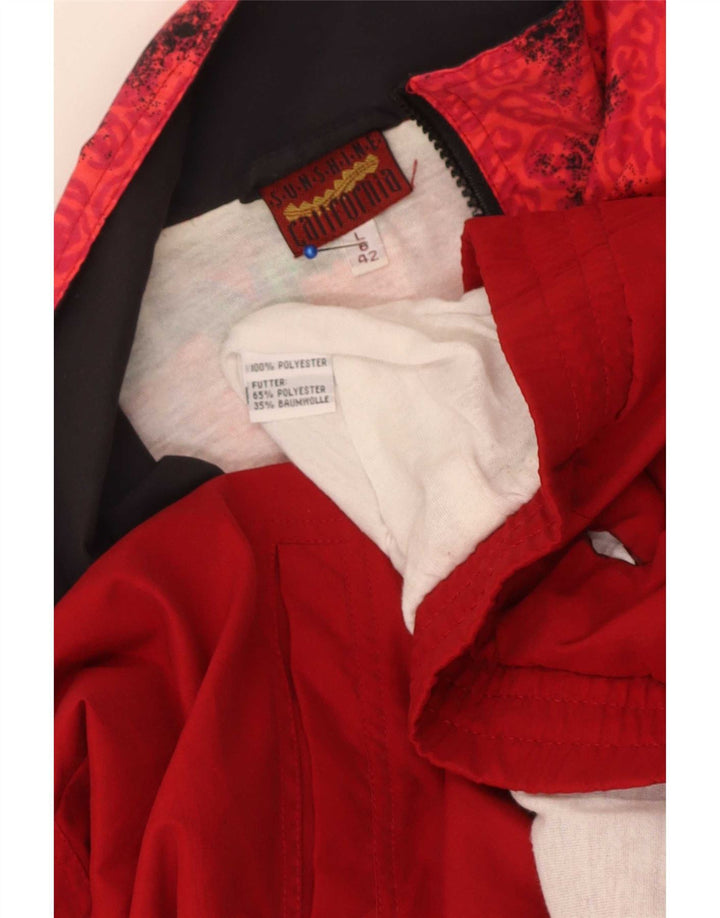 Vintage hombres patrón abstracto chándal top chaqueta grande poliéster rojo