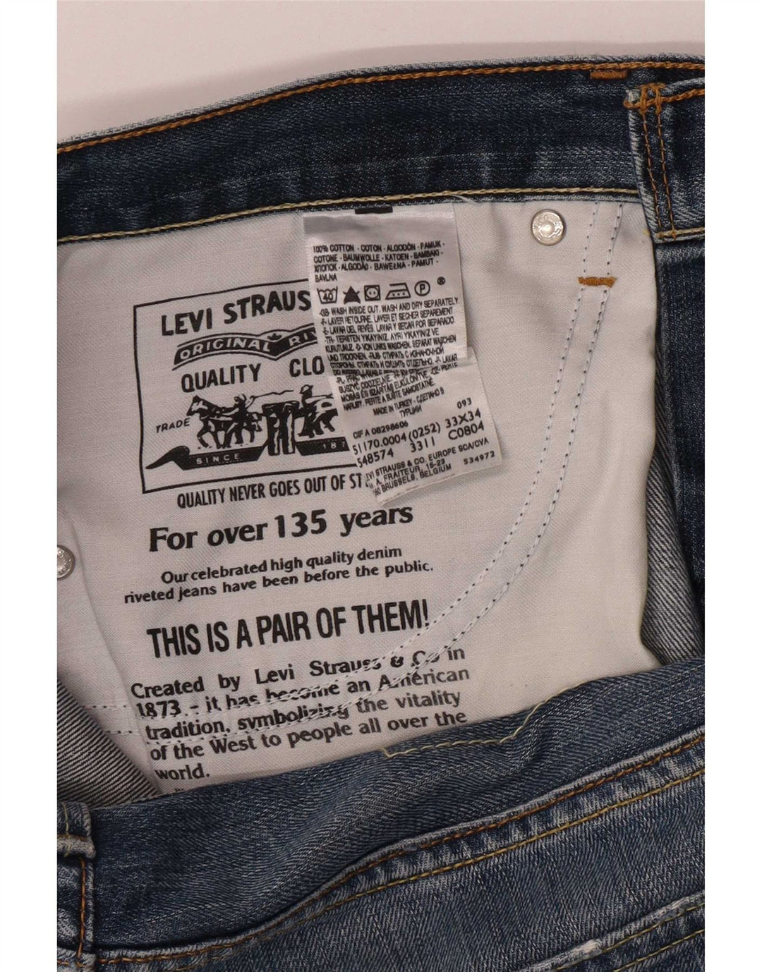 Levi's Hombre 511 Slim Jeans W33 L30 Algodón Azul