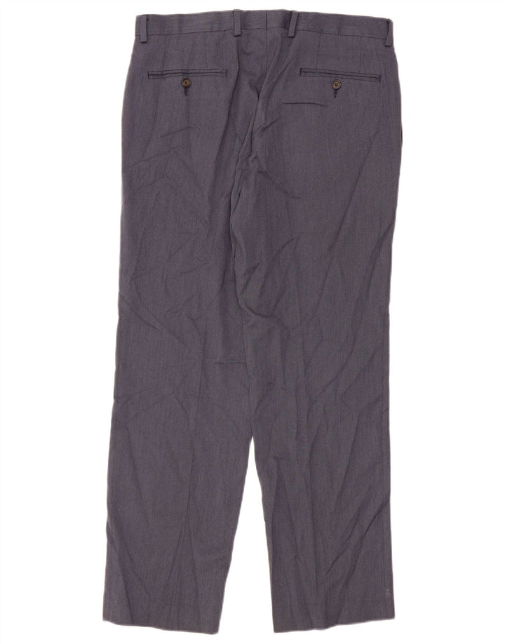 Ralph Lauren Pantalón de traje recto para hombre W33 L30 Poliéster azul marino