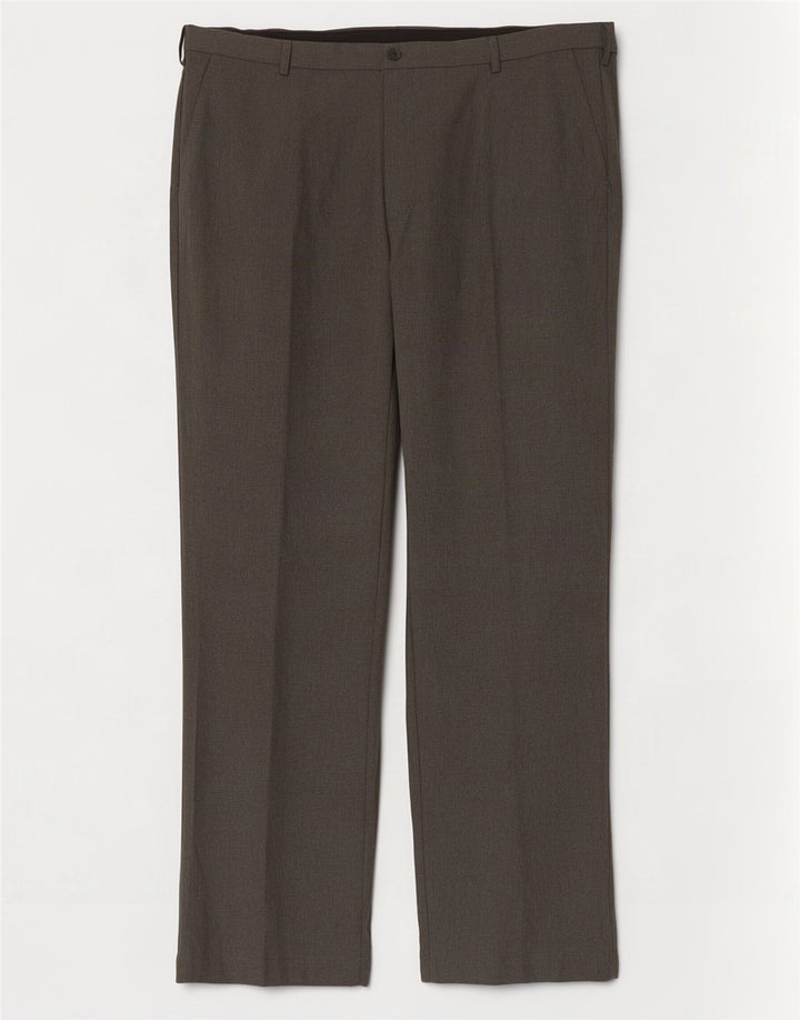 Marks & Spencer Pantalón de traje de corte regular para hombre W42 L33 Poliéster gris