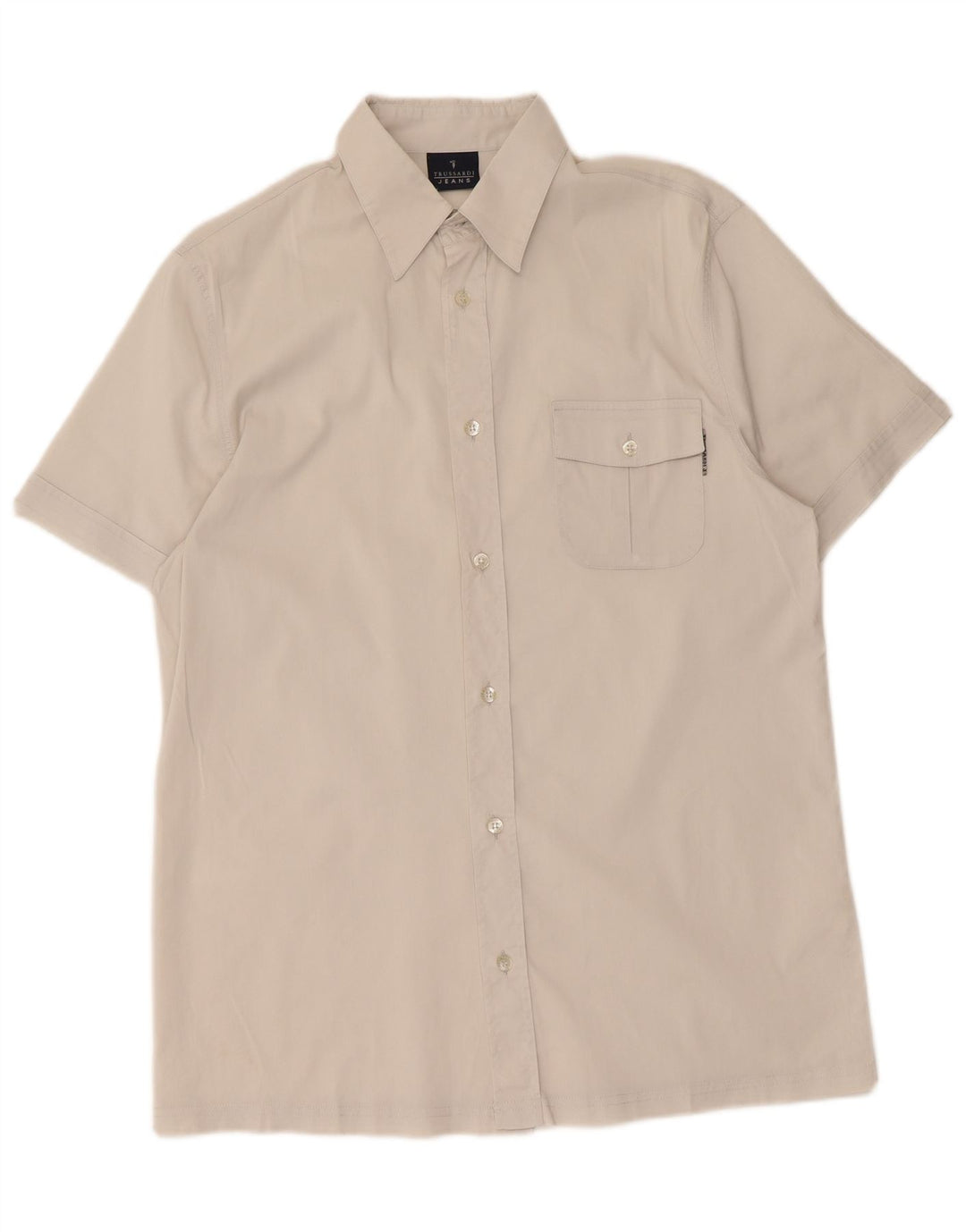 Camisa Hombre Trussardi Jeans Manga Corta Algodón Blanco Mediano