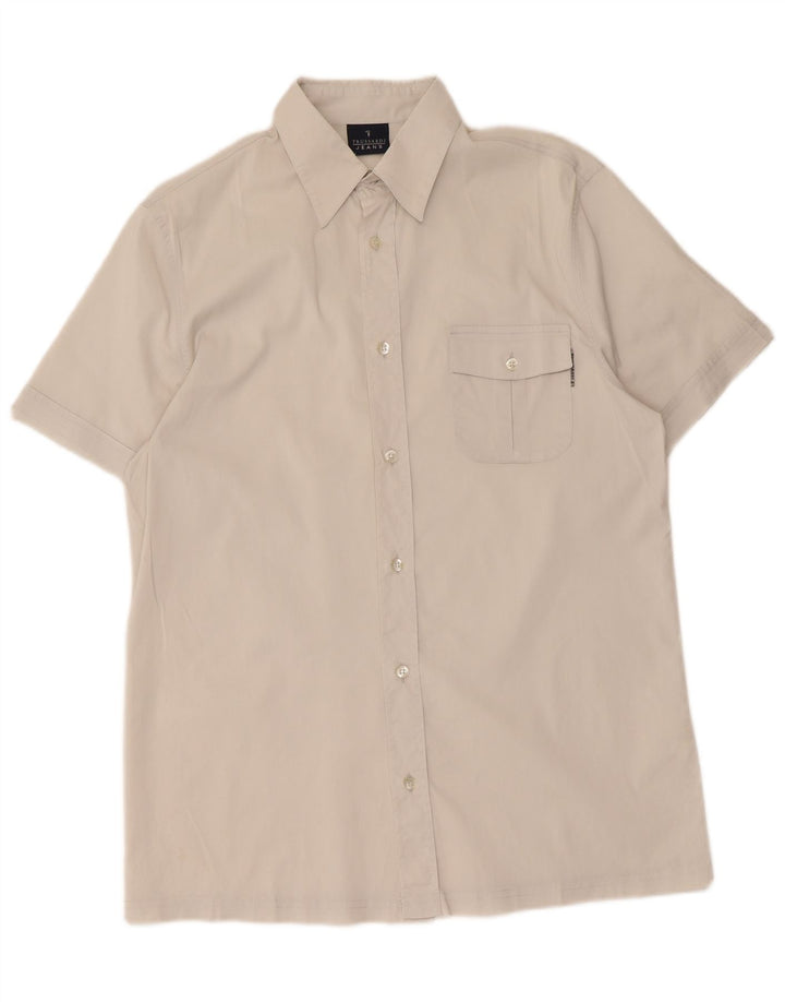 Camisa Hombre Trussardi Jeans Manga Corta Algodón Blanco Mediano