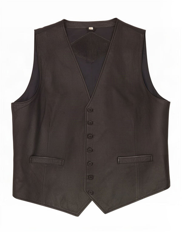 Chaleco de cuero vintage para hombre IT 54 XL Negro